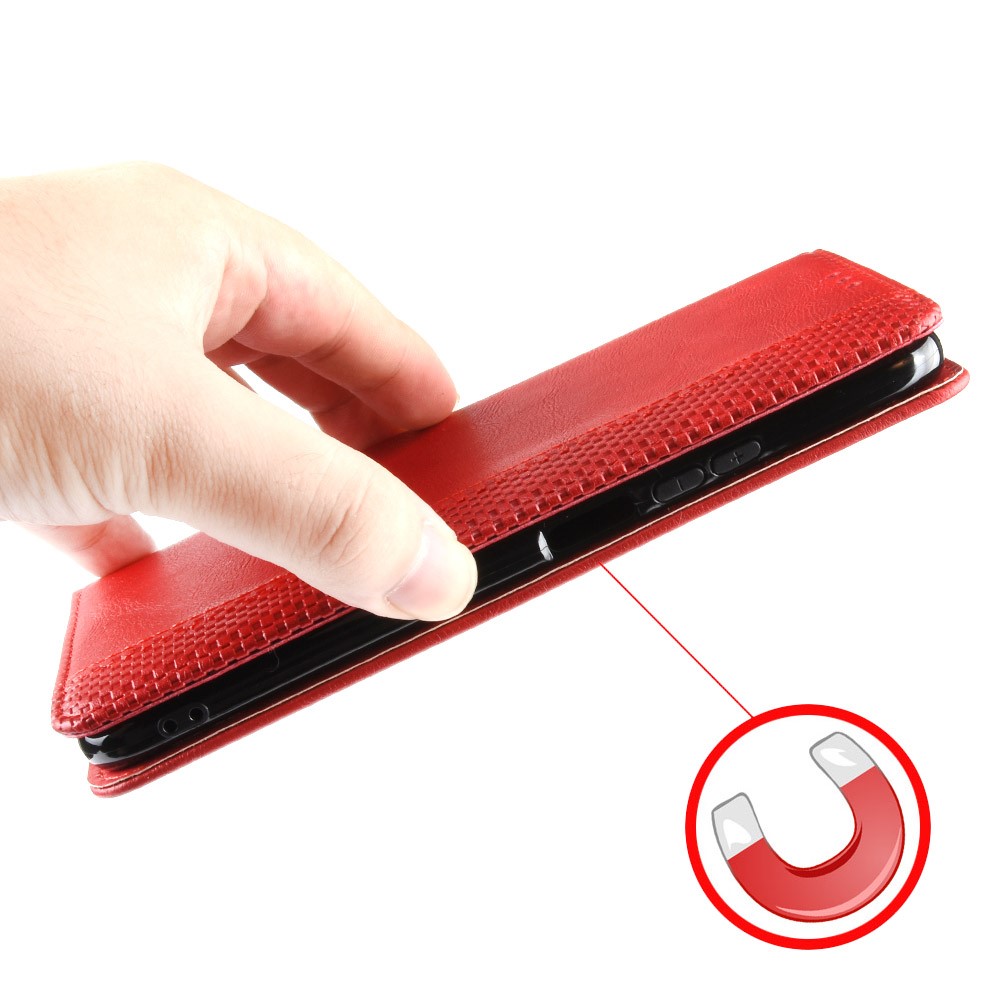 Vintage Style Wallet Leder Stand Hülle Für Samsung Galaxy A01 - Rot-3