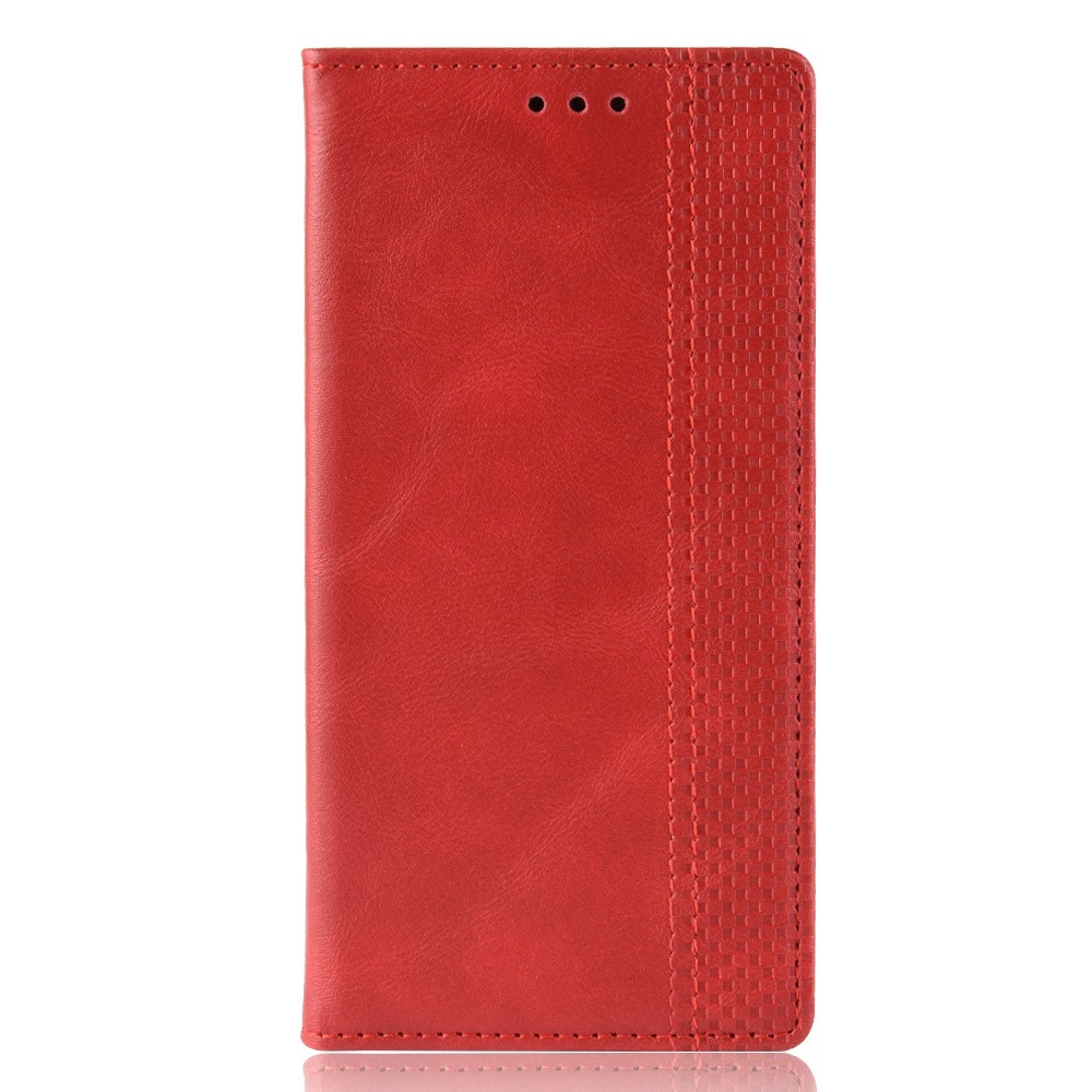 Vintage Style Wallet Leder Stand Hülle Für Samsung Galaxy A01 - Rot-4