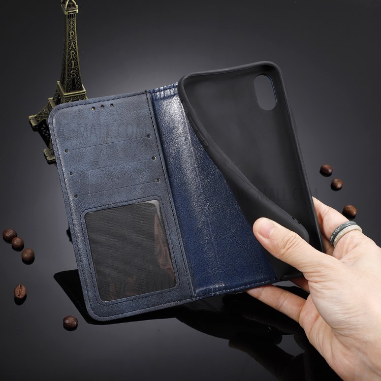 Vintage Style Wallet Leather Stand Case for Samsung Galaxy A01 - Blue-10