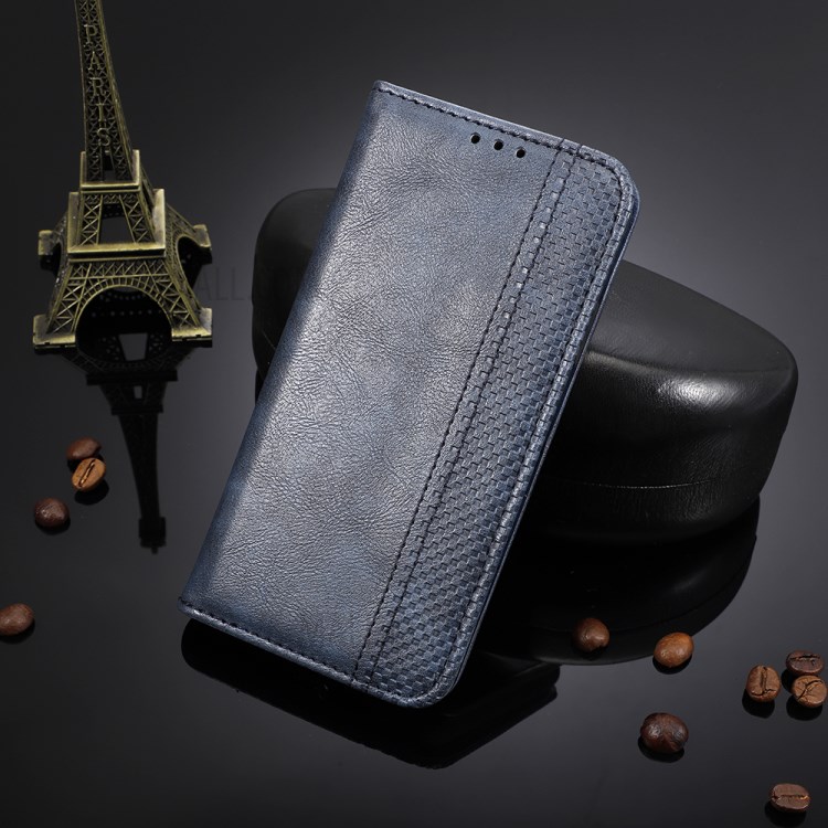 Vintage Style Wallet Leather Stand Case for Samsung Galaxy A01 - Blue-9