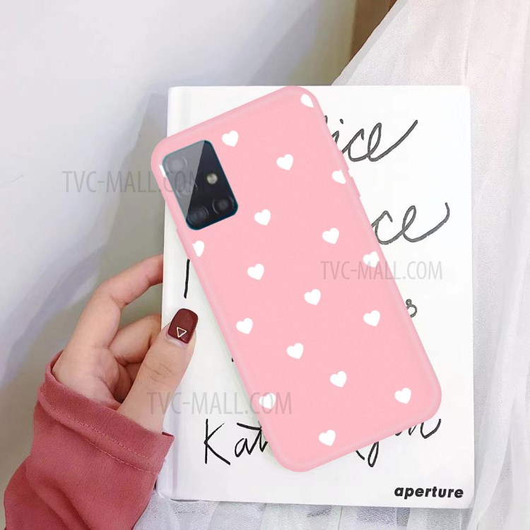 Small Love Hearts Pattern Printing Matte TPU Back Case for Samsung Galaxy A51 - Pink-2