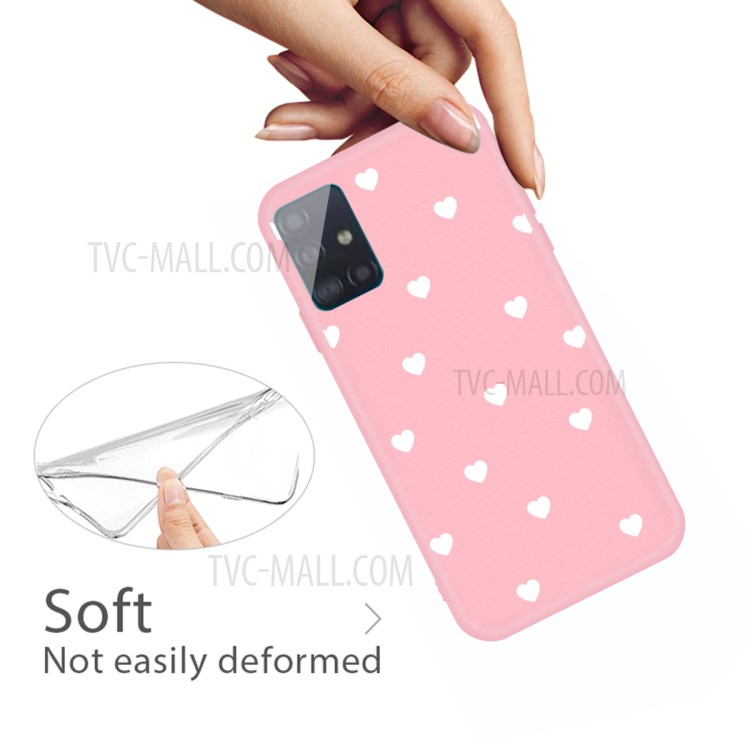 Small Love Hearts Pattern Printing Matte TPU Back Case for Samsung Galaxy A51 - Pink-4