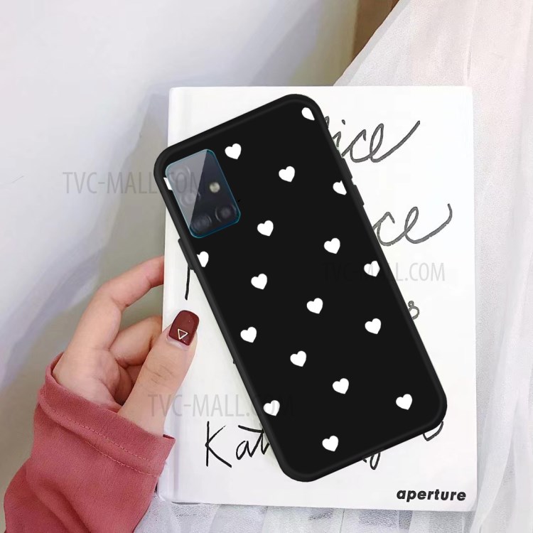 Small Love Hearts Pattern Printing Matte TPU Back Case for Samsung Galaxy A51 - Black-2