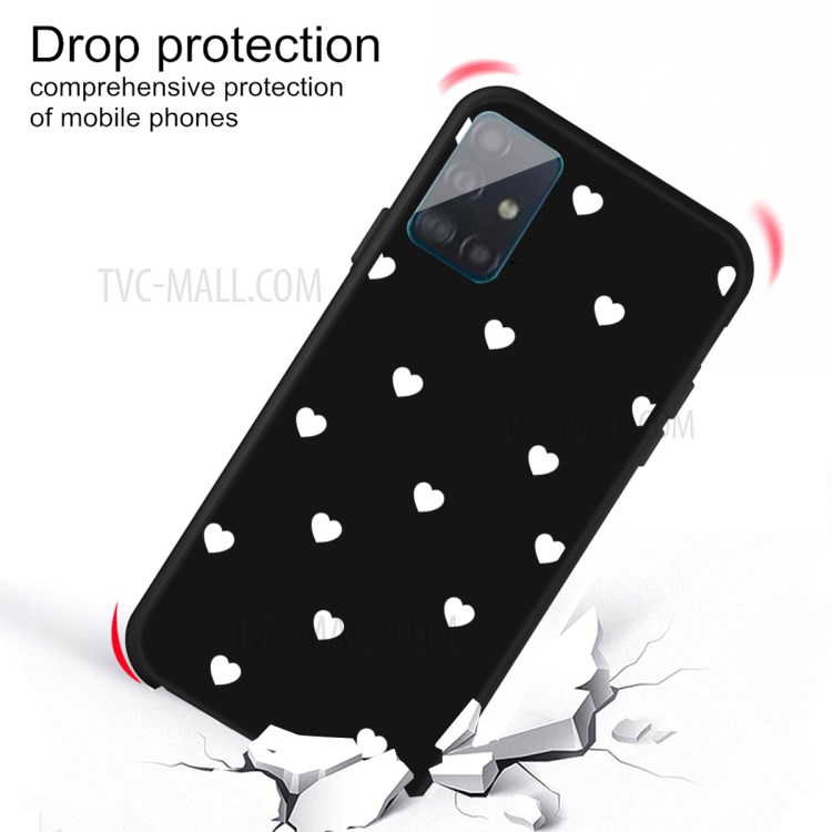 Small Love Hearts Pattern Printing Matte TPU Back Case for Samsung Galaxy A51 - Black-3