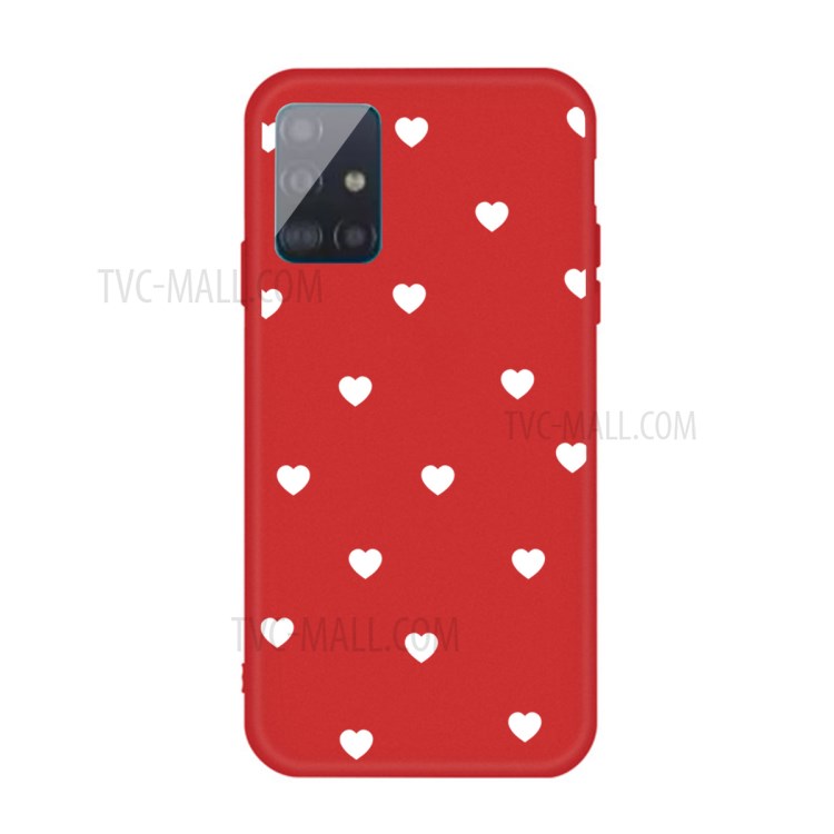 Small Love Hearts Pattern Printing Matte TPU Back Case for Samsung Galaxy A51 - Red-1