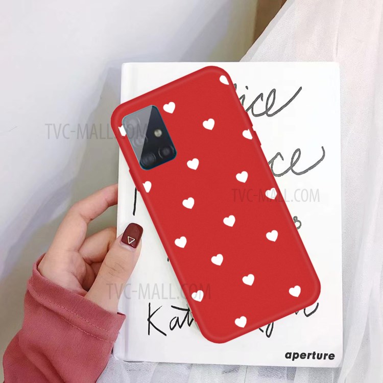 Samsung Galaxy A51 Small Love Pattern Printing Matte Tpu Back Shell - Rojo-2