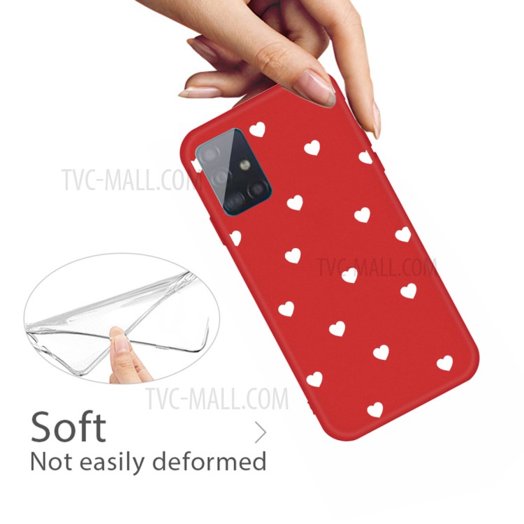 Samsung Galaxy A51 Small Love Pattern Printing Matte Tpu Back Shell - Rojo-4