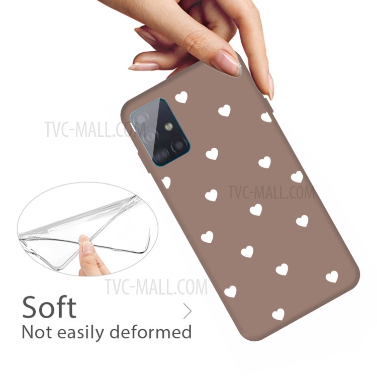 Small Love Hearts Pattern Printing Matte TPU Back Case for Samsung Galaxy A51 - Khaki-2
