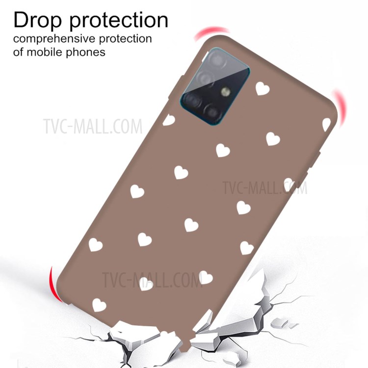 Small Love Hearts Pattern Printing Matte TPU Back Case for Samsung Galaxy A51 - Khaki-4
