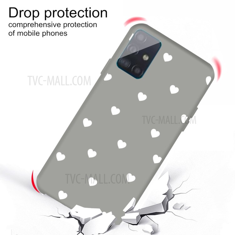 Small Love Hearts Pattern Printing Matte TPU Back Case for Samsung Galaxy A51 - Grey-3