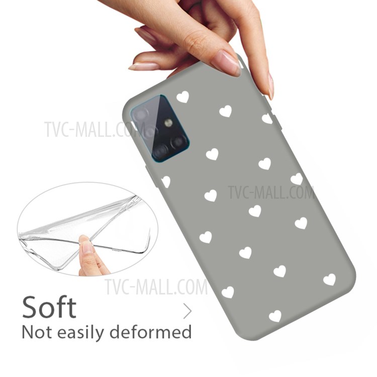 Small Love Hearts Pattern Printing Matte TPU Back Case for Samsung Galaxy A51 - Grey-4