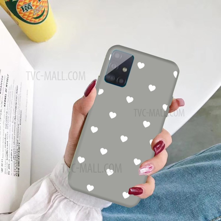 Small Love Hearts Pattern Printing Matte TPU Back Case for Samsung Galaxy A51 - Grey-5