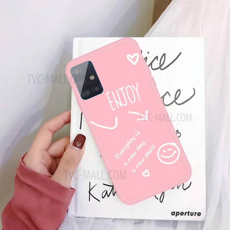 Letters Printing Matte TPU Phone Casing for Samsung Galaxy A71 A715 - Pink-2