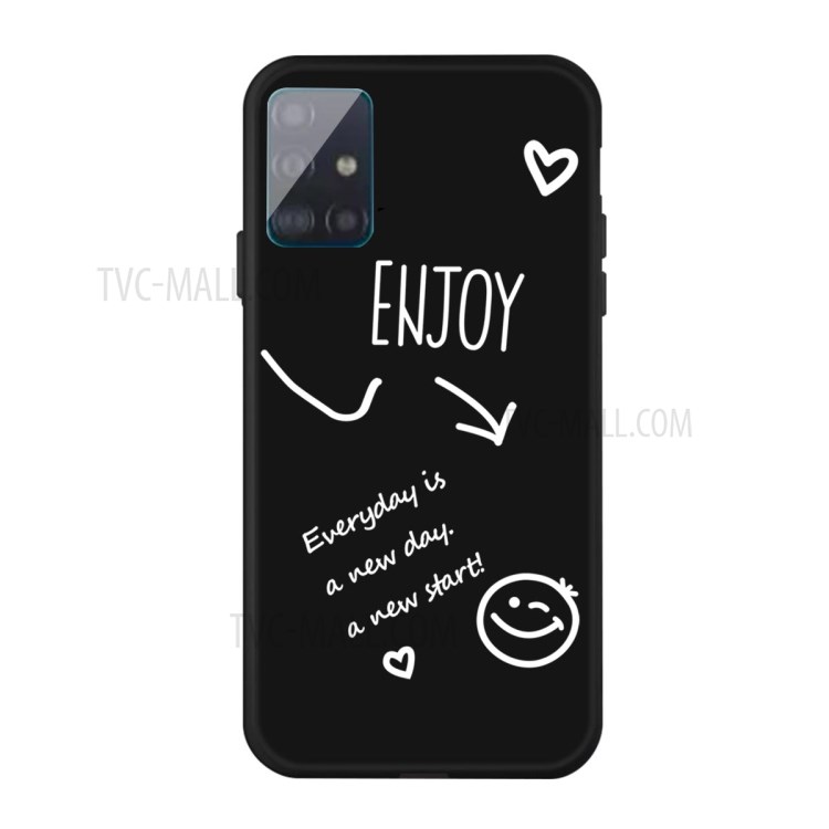 Letters Printing Matte TPU Phone Casing for Samsung Galaxy A71 A715 - Black-1