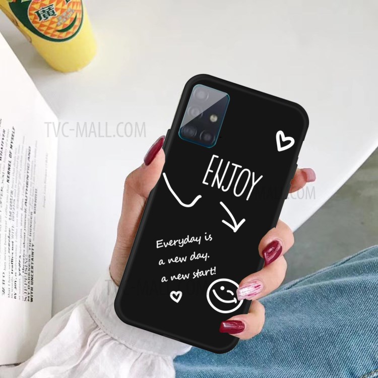 Letras Imprimiendo Carcasa de Teléfono Tpu Mate Para Samsung Galaxy A71 A715 - Negro-5