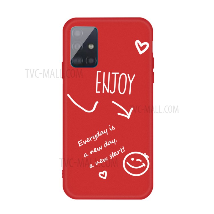 Letters Printing Matte TPU Phone Casing for Samsung Galaxy A71 A715 - Red-1