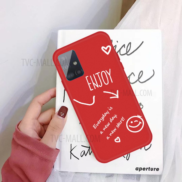 Letters Printing Matte TPU Phone Casing for Samsung Galaxy A71 A715 - Red-2