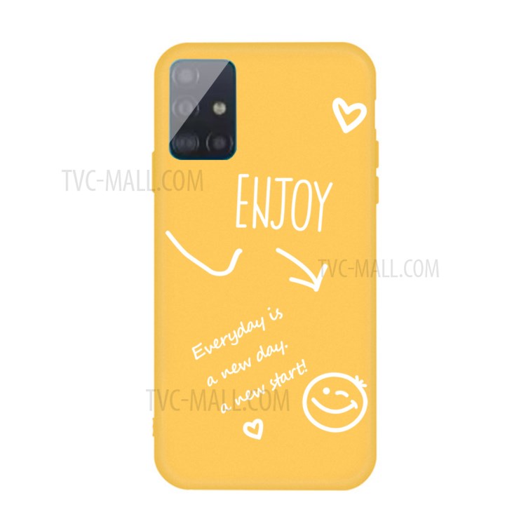 Letters Printing Matte TPU Phone Casing for Samsung Galaxy A71 A715 - Yellow-1