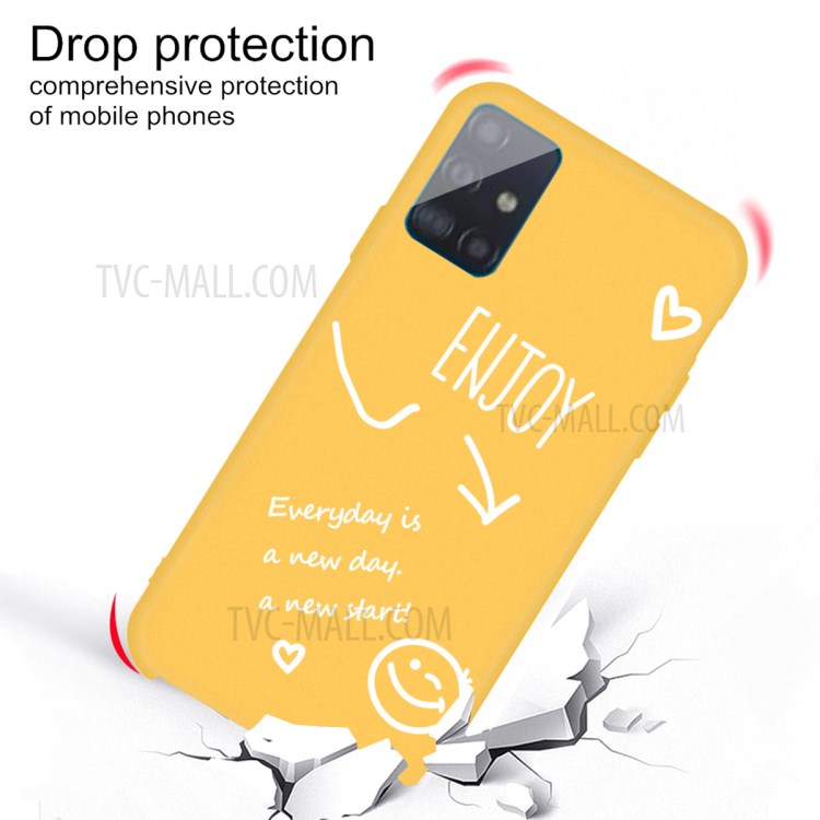 Letters Printing Matte TPU Phone Casing for Samsung Galaxy A71 A715 - Yellow-3