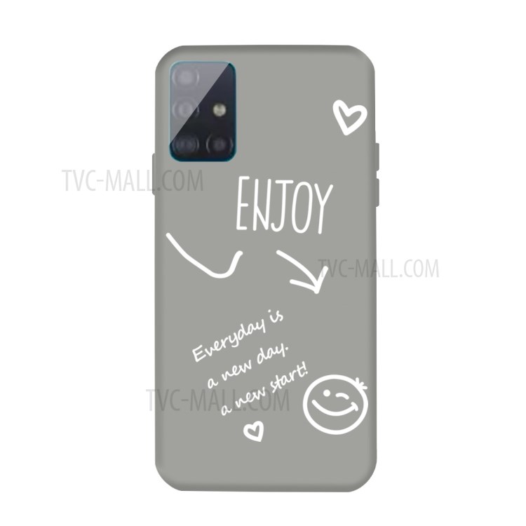 Letters Printing Matte TPU Phone Casing for Samsung Galaxy A71 A715 - Grey-1