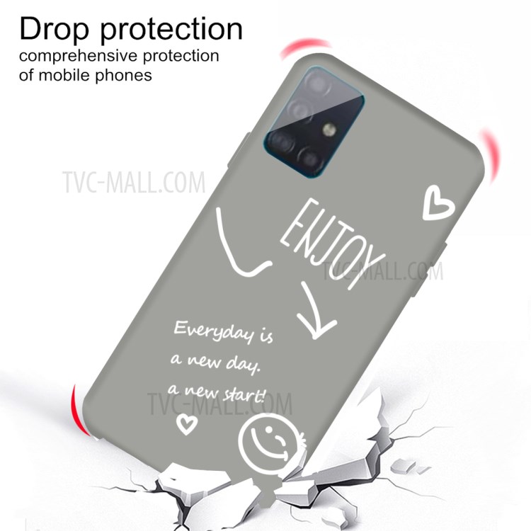 Lettere Stampare Casing Del Telefono TPU Opaco Per Samsung Galaxy A71 A715 - Grigio-3