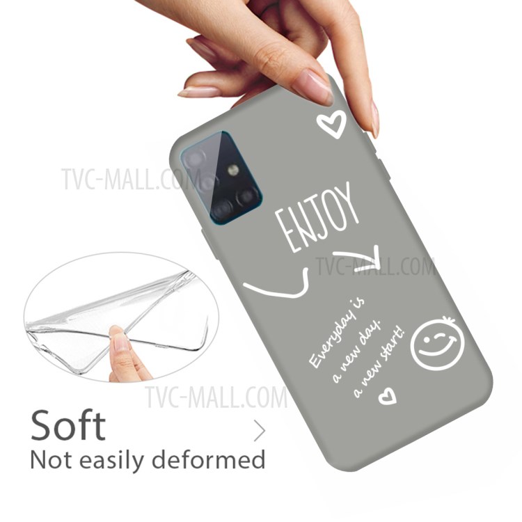 Lettere Stampare Casing Del Telefono TPU Opaco Per Samsung Galaxy A71 A715 - Grigio-4