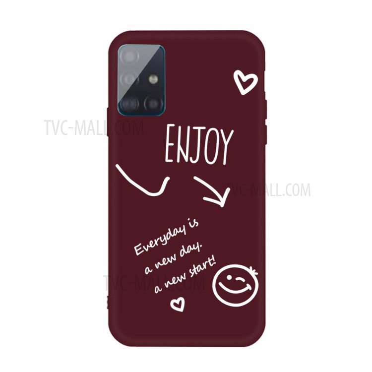 Letters Printing Matte TPU Phone Casing for Samsung Galaxy A71 A715 - Wine Red-1