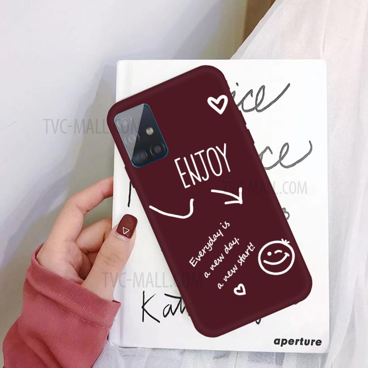 Letters Printing Matte TPU Phone Casing for Samsung Galaxy A71 A715 - Wine Red-2