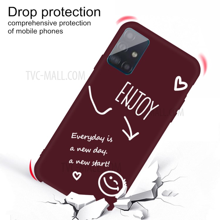 Letters Printing Matte TPU Phone Casing for Samsung Galaxy A71 A715 - Wine Red-3