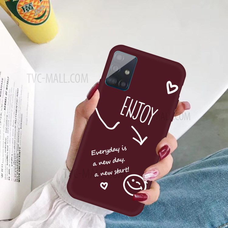 Letters Printing Matte TPU Phone Casing for Samsung Galaxy A71 A715 - Wine Red-5