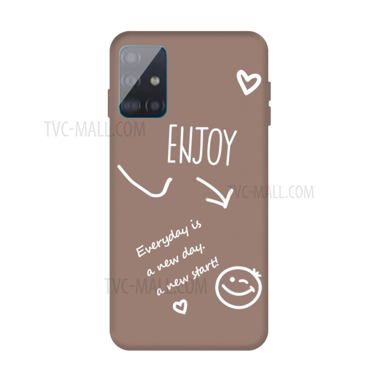 Letters Printing Matte TPU Phone Casing for Samsung Galaxy A71 A715 - Khaki-1