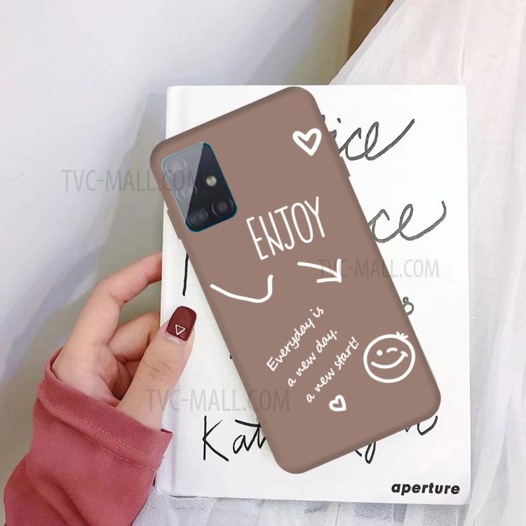 Letters Printing Matte TPU Phone Casing for Samsung Galaxy A71 A715 - Khaki-2