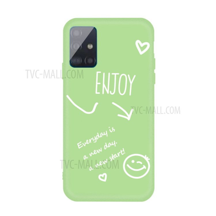 Letters Printing Matte TPU Phone Casing for Samsung Galaxy A71 A715 - Green-1