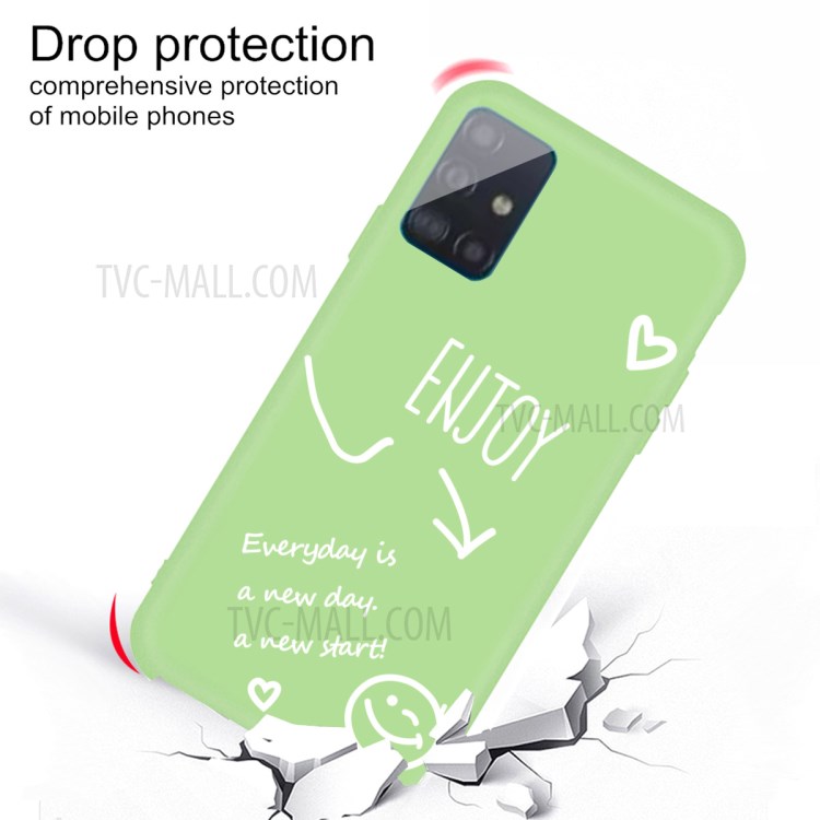 Lettres Impression du Boîtier de Téléphone TPU Mat Pour Samsung Galaxy A71 A715 - Vert