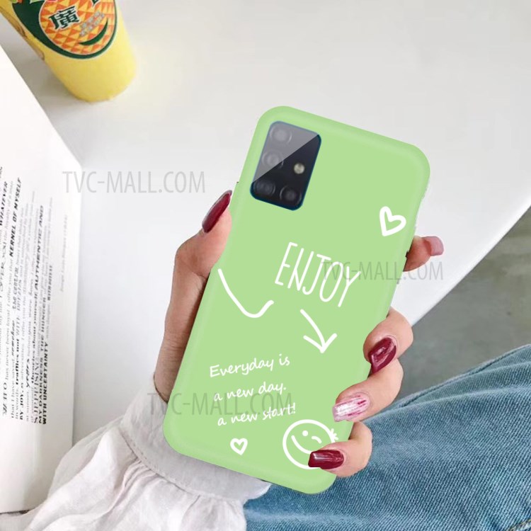 Cartas Imprimindo a Carcaça de Telefone Tpu Fosco Para o Samsung Galaxy A71 A715 - Verde