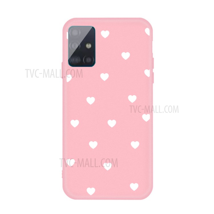 Small Love Hearts Pattern Printing Matte TPU Back Shell for Samsung Galaxy A71 - Pink-1