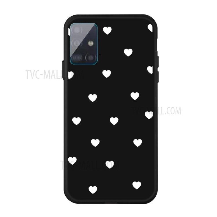 Small Love Hearts Pattern Printing Matte TPU Back Shell for Samsung Galaxy A71 A715 - Black-1