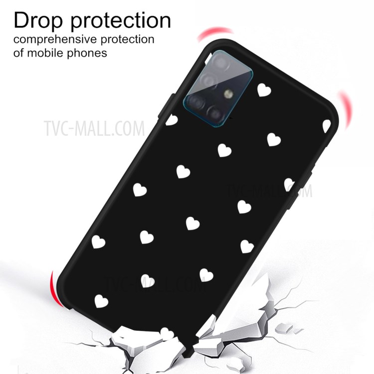 Small Love Hearts Pattern Printing Matte TPU Back Shell for Samsung Galaxy A71 A715 - Black-3