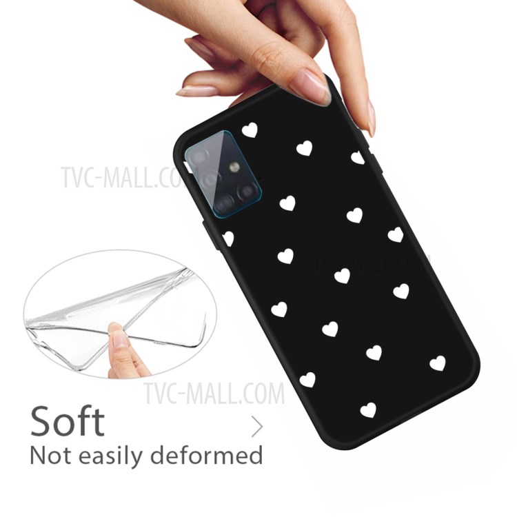 Small Love Hearts Pattern Printing Matte TPU Back Shell for Samsung Galaxy A71 A715 - Black-4