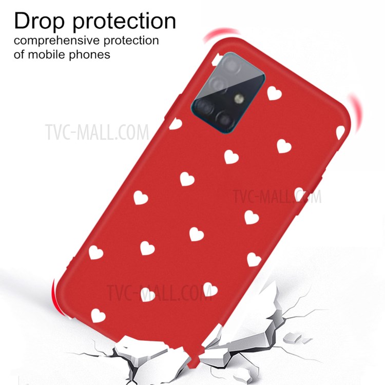 Small Love Hearts Pattern Printing Matte TPU Back Shell for Samsung Galaxy A71 A715 - Red-3