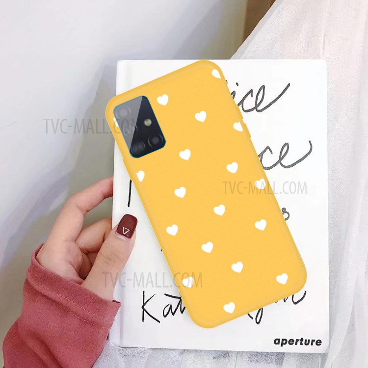 Petit Amour Schéma De Coeurs Impression Matte TPU Back Shell Pour Samsung Galaxy A71 A715 - Jaune-2