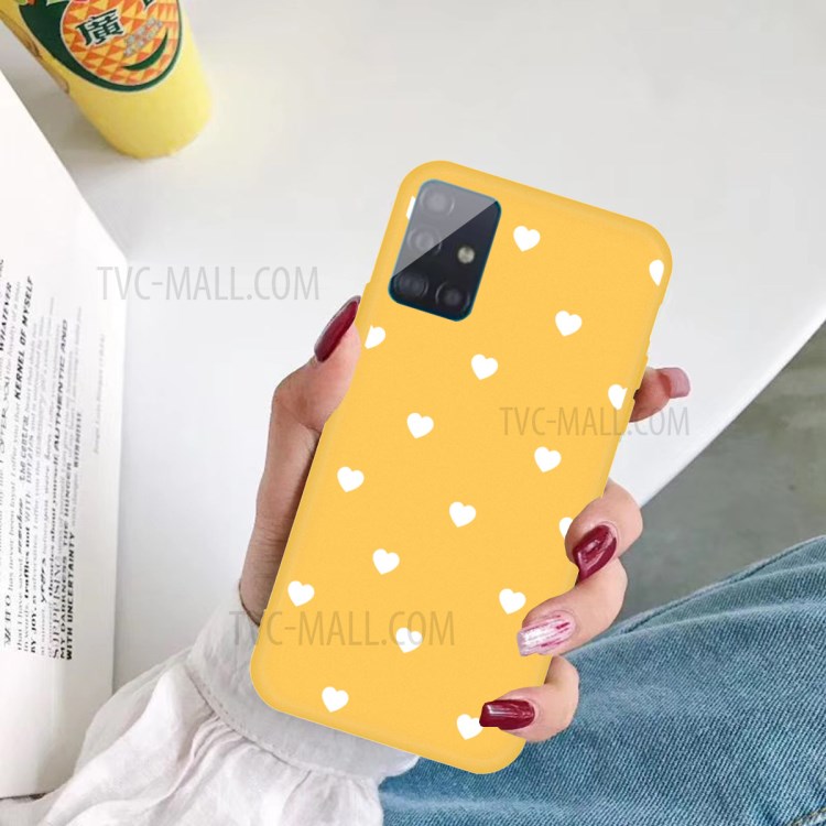 Petit Amour Schéma De Coeurs Impression Matte TPU Back Shell Pour Samsung Galaxy A71 A715 - Jaune-5