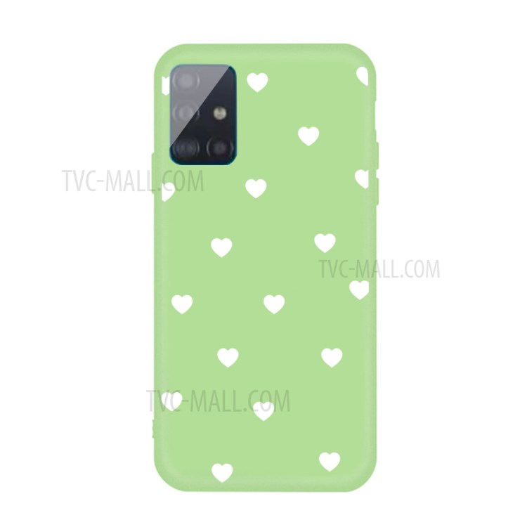 Small Love Hearts Pattern Printing Matte TPU Back Shell for Samsung Galaxy A71 A715 - Green-1