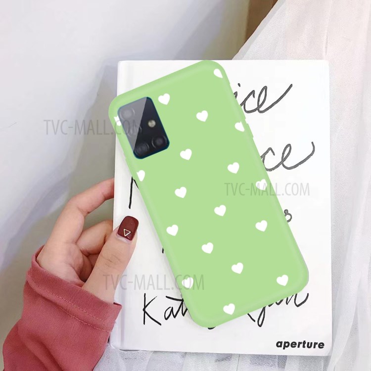 Small Love Hearts Pattern Printing Matte TPU Back Shell for Samsung Galaxy A71 A715 - Green-2