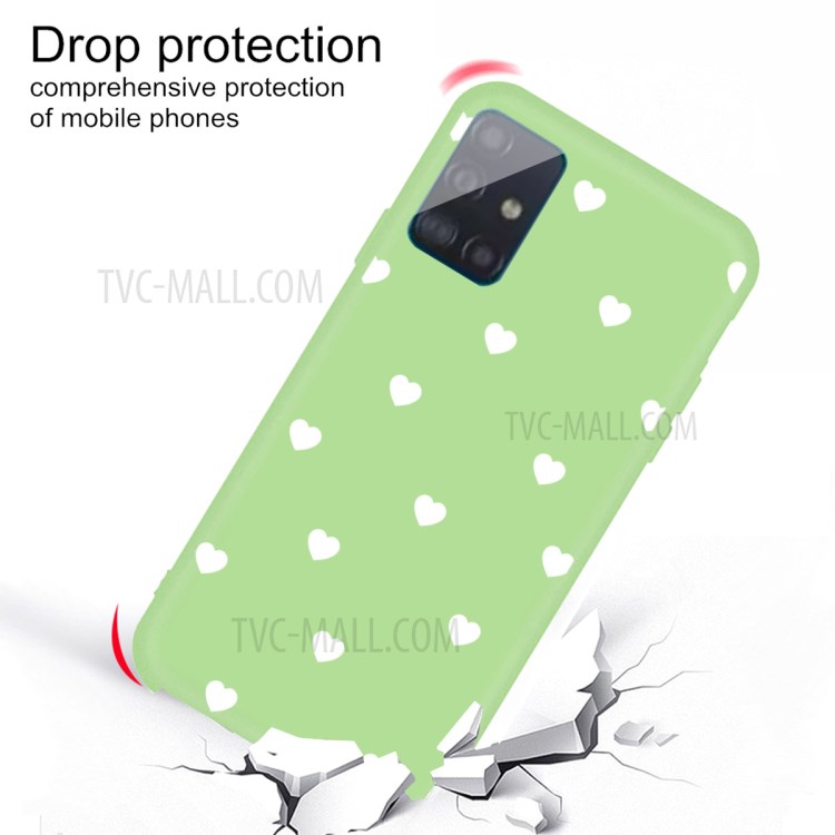 Small Love Hearts Pattern Printing Matte TPU Back Shell for Samsung Galaxy A71 A715 - Green-3