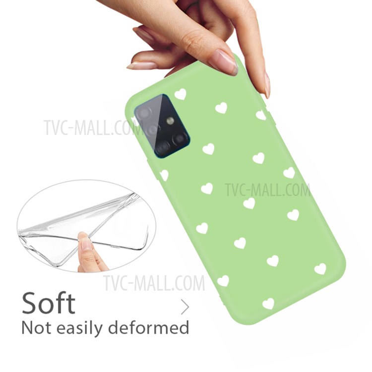 Small Love Hearts Pattern Printing Matte TPU Back Shell for Samsung Galaxy A71 A715 - Green-4