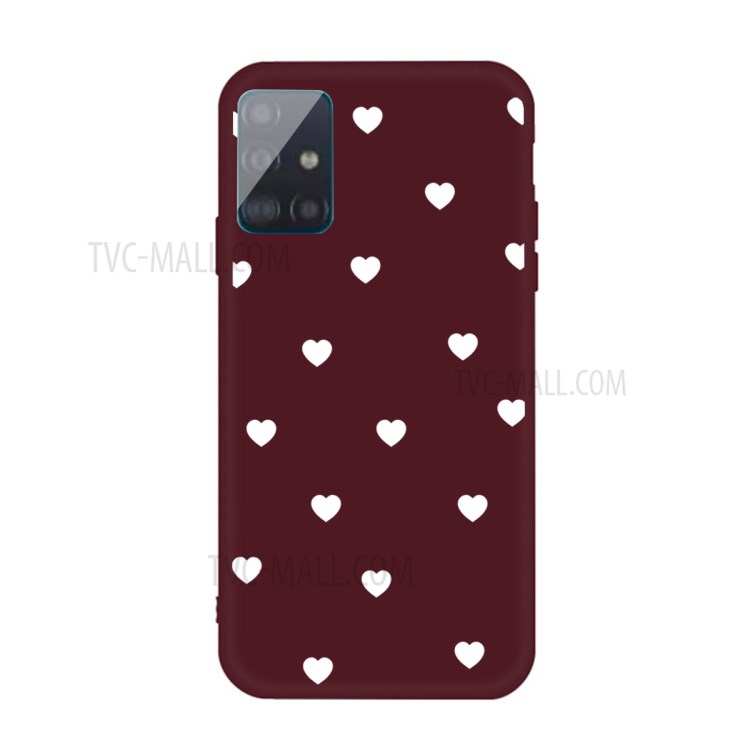 Small Love Hearts Pattern Printing Matte TPU Back Shell for Samsung Galaxy A71 A715 - Wine Red-1