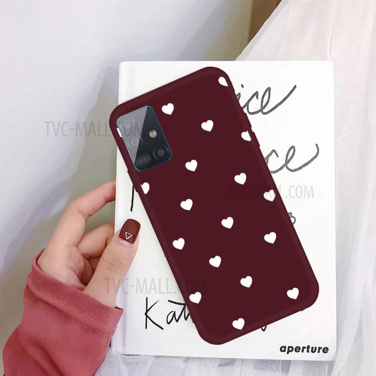 Small Love Hearts Pattern Printing Matte TPU Back Shell for Samsung Galaxy A71 A715 - Wine Red-2
