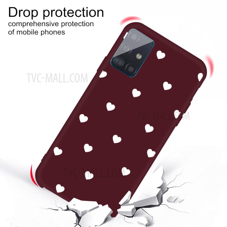 Small Love Hearts Pattern Printing Matte TPU Back Shell for Samsung Galaxy A71 A715 - Wine Red-3