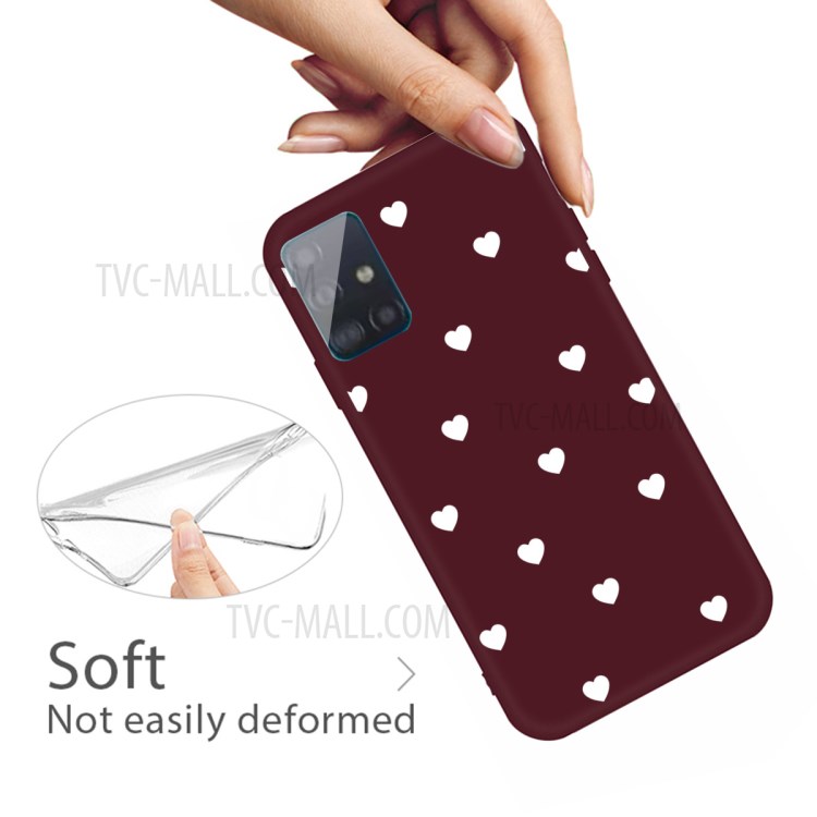 Small Love Hearts Pattern Printing Matte TPU Back Shell for Samsung Galaxy A71 A715 - Wine Red-4